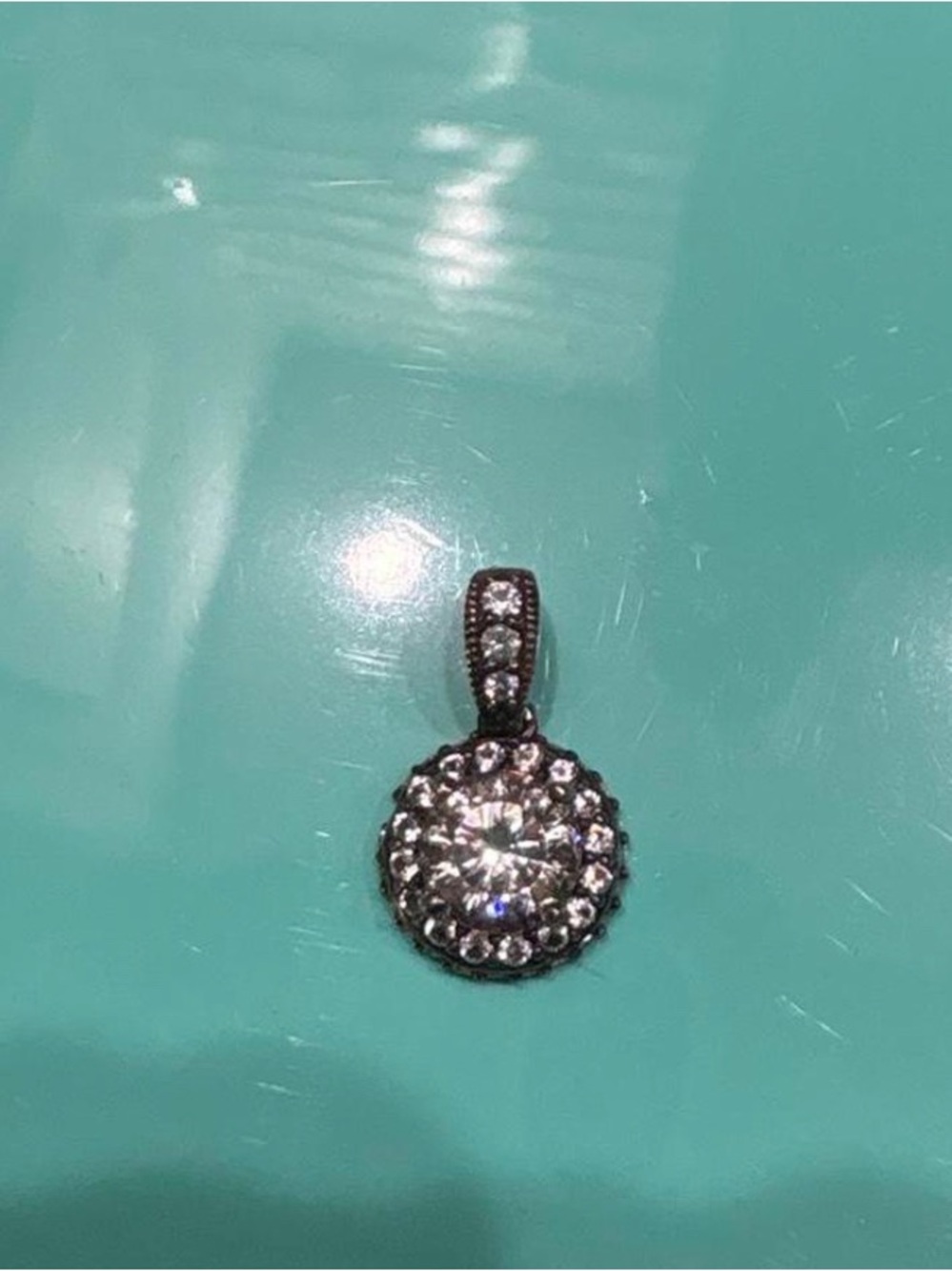 Halo Silver Crystal Round Halo Pendant Necklace